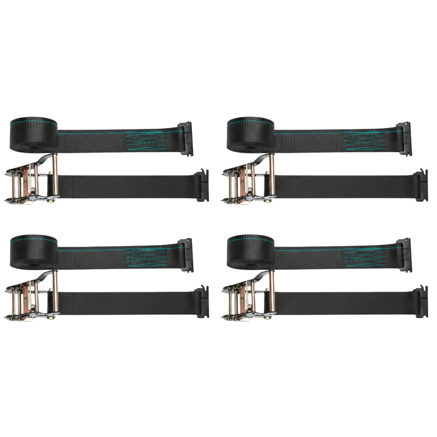 2 in x 16 ft E-Track Ratchet Tie-Down Straps for Cargo, 4 Pack