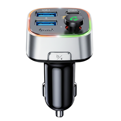 Bluetooth 5.4 FM Transmitter Car Adapter with 48W USB Charging
