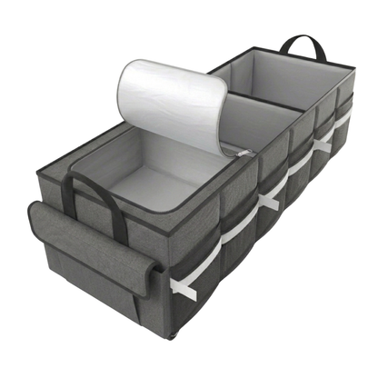 Collapsible Car Trunk Organizer with Leak-Resistant Cooler Compartment