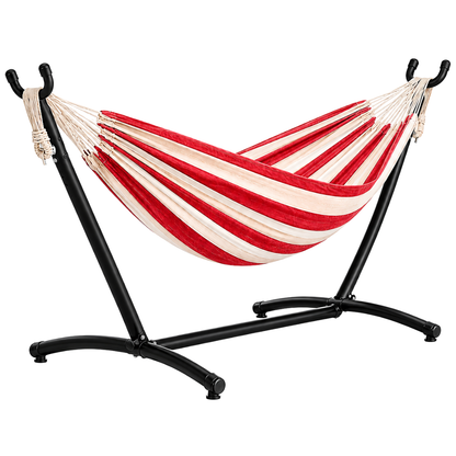 Double Hammock With Steel Stand 450 lb Capacity for Patio Yard Use