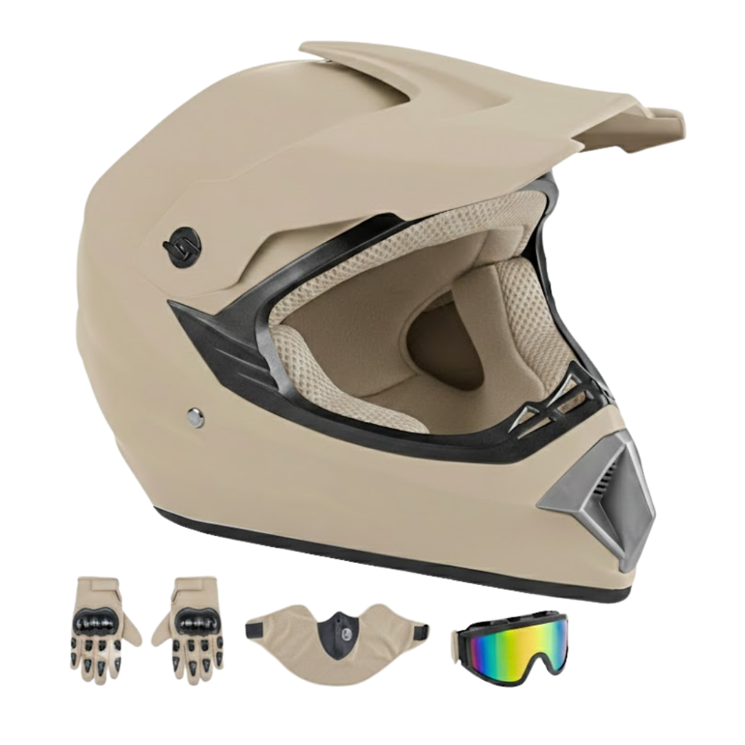 Full Face Dirt Bike Helmet with Goggles and Gloves ATV Motorcycle Gear