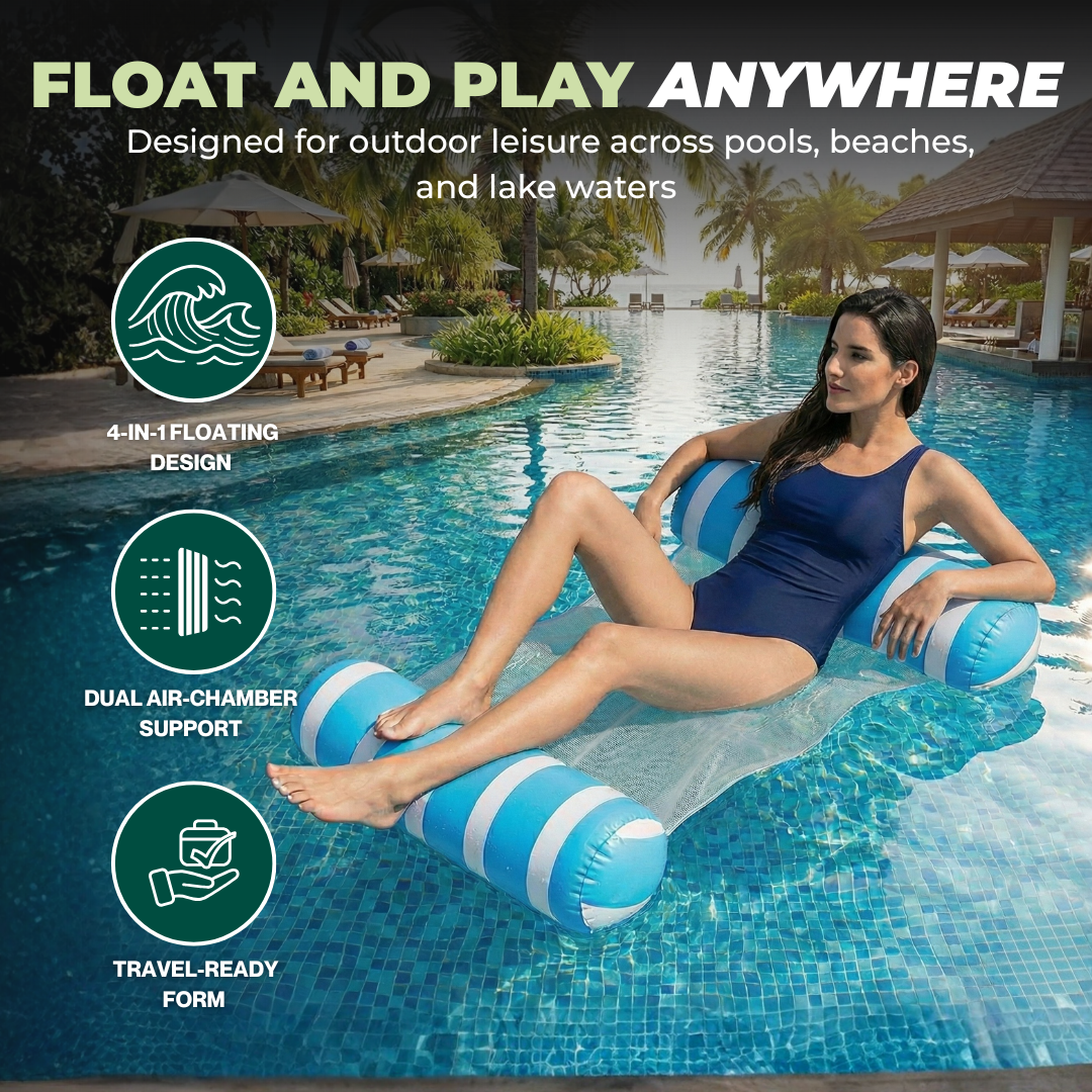 Inflatable 4-in-1 Pool Float Hammock Lounge Chair Set