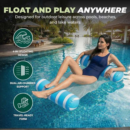 Inflatable 4-in-1 Pool Float Hammock Lounge Chair Set