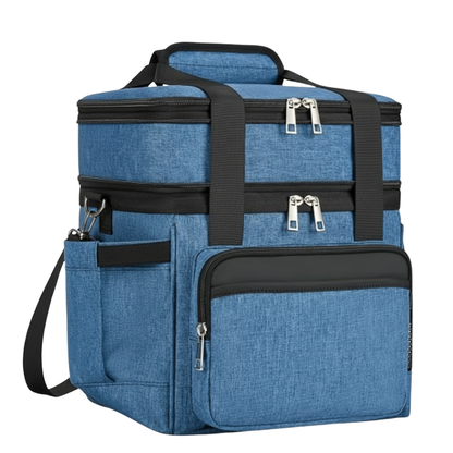 Insulated Dual-Layer Lunch Bag with Expandable 15L and 22L Capacity