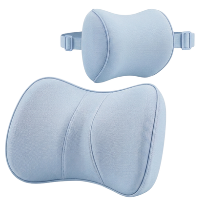 Memory Foam Car Neck And Lumbar Cushion Set With Adjustable Strap