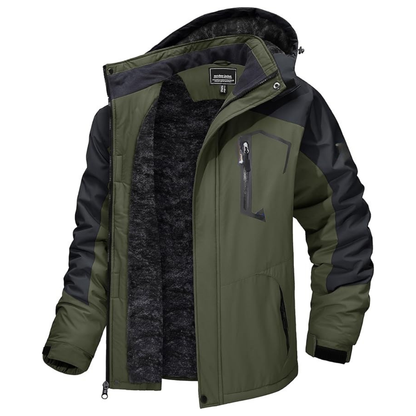Men’s Water-Resistant Fleece Ski Jacket with Detachable Hood