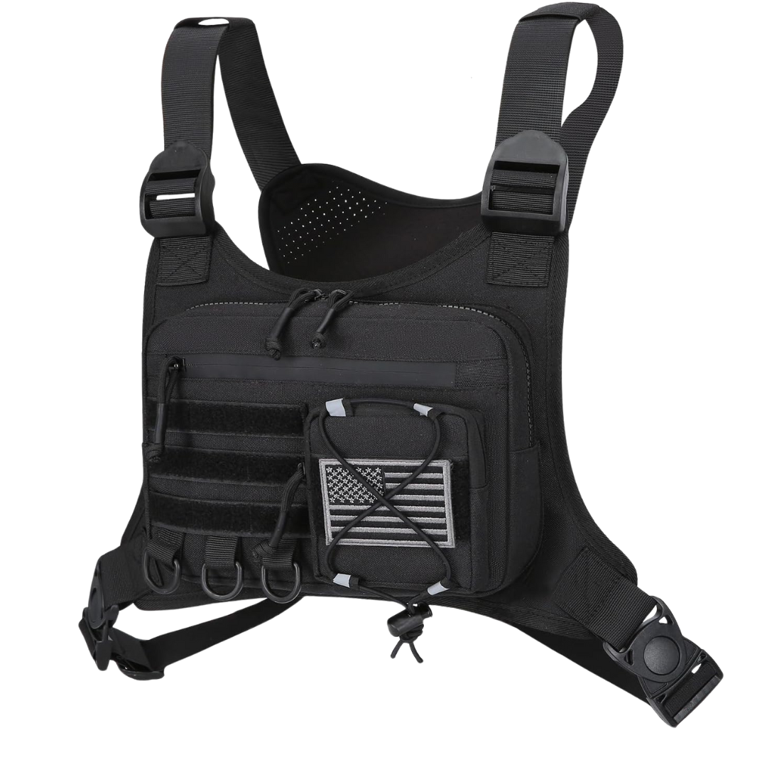 Outdoor Chest Bag with Adjustable Straps and Zippered Storage