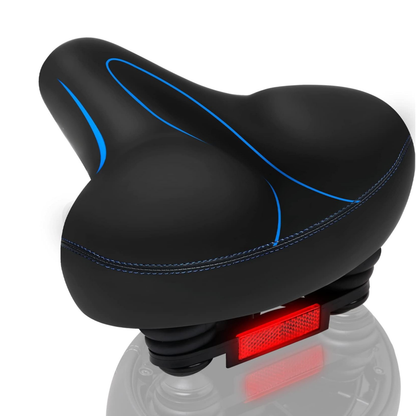 Oversized Water-Resistant Bike Seat with Reflective Strip, Wide Saddle