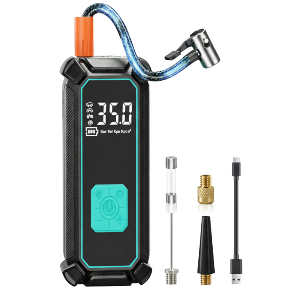 Portable 12V Tire Inflator with Digital Gauge and Dual Power Supply