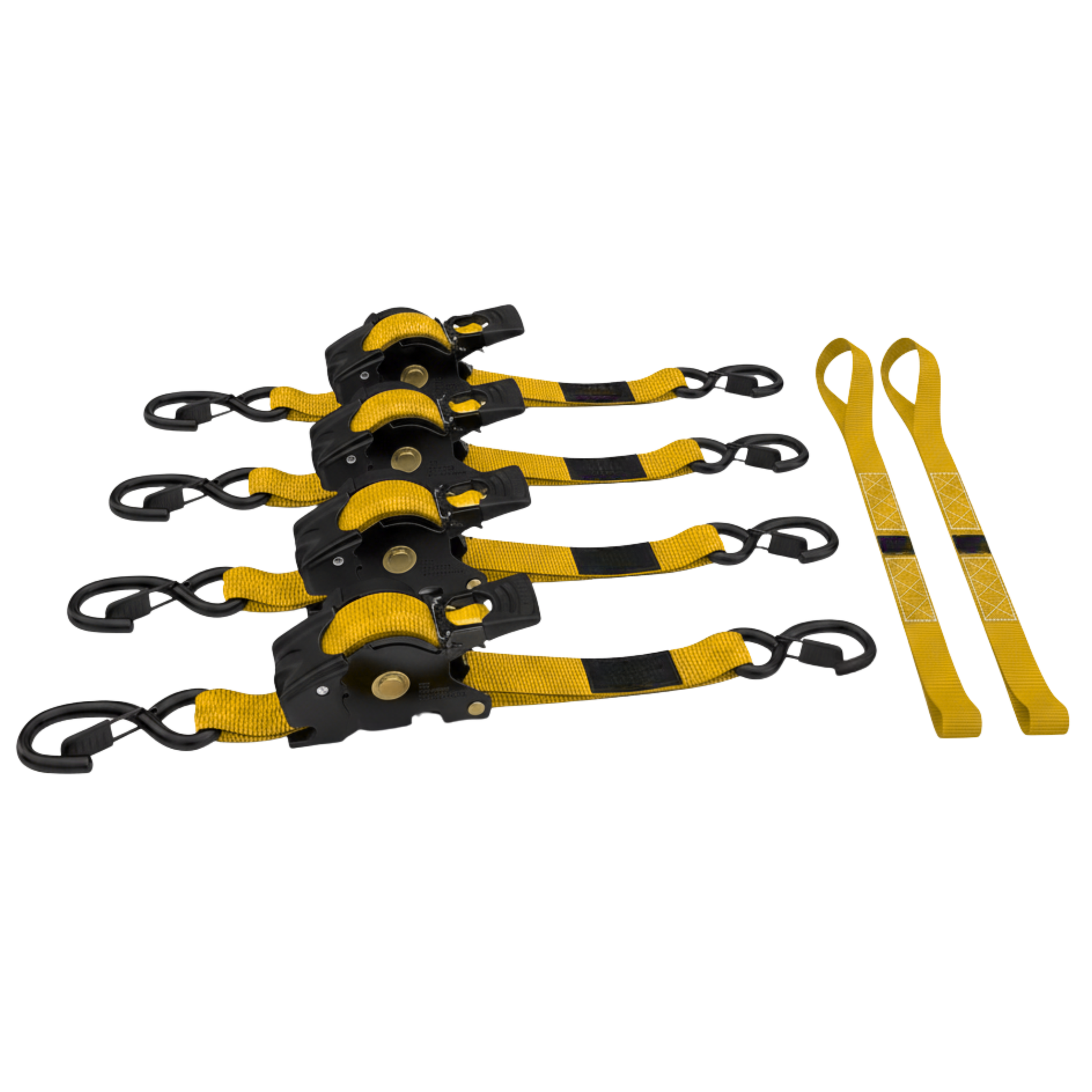 Retractable Ratchet Tie Down Straps 1 in x 10 ft 4-Pack, 1209 lb