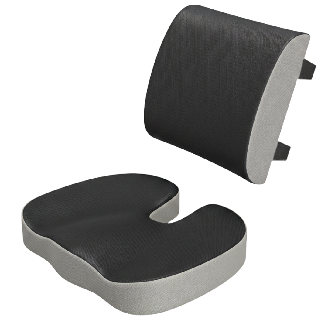 Two-Piece Memory Foam Car Seat Cushion and Back Pad Set for Vehicles