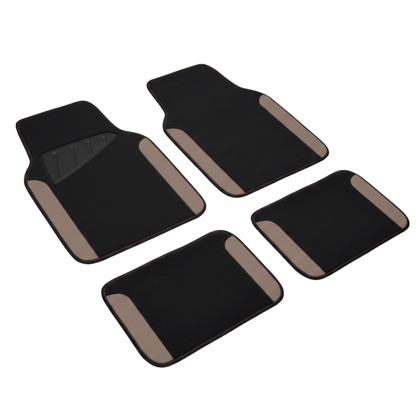 Universal Fit Faux Leather Floor Mats Set of 4, Nibbed Backing