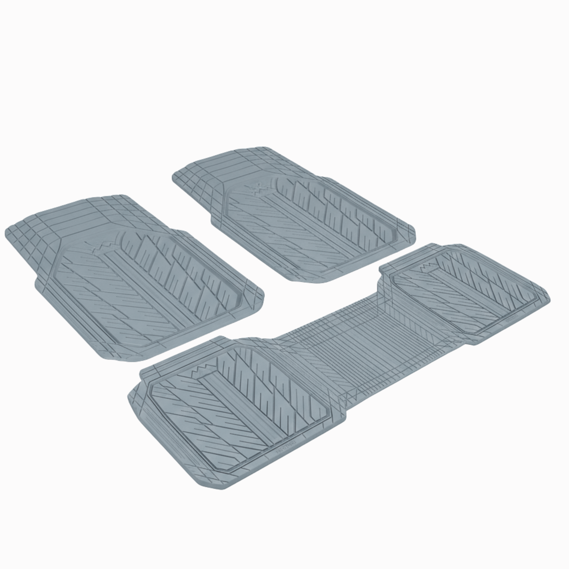 Universal Trim-to-Fit Deep Rubber Car Floor Mats Set, 3-Piece