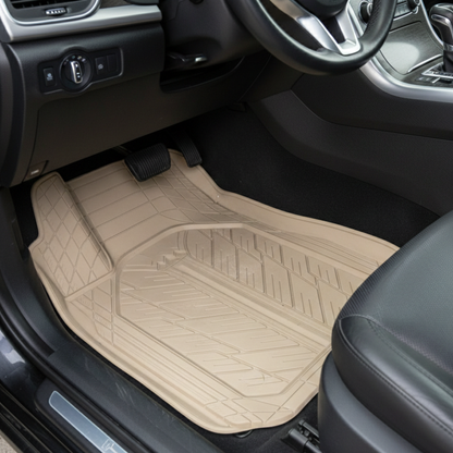 Universal Trim-to-Fit Deep Rubber Car Floor Mats Set, 3-Piece